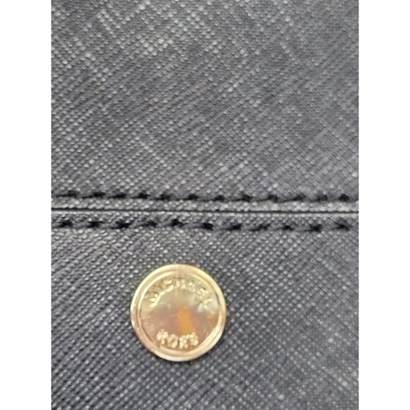 Michael Kors Sheila Medium Faux Saffiano Leather Satchel Purse Black Zip - Picture 16 of 16